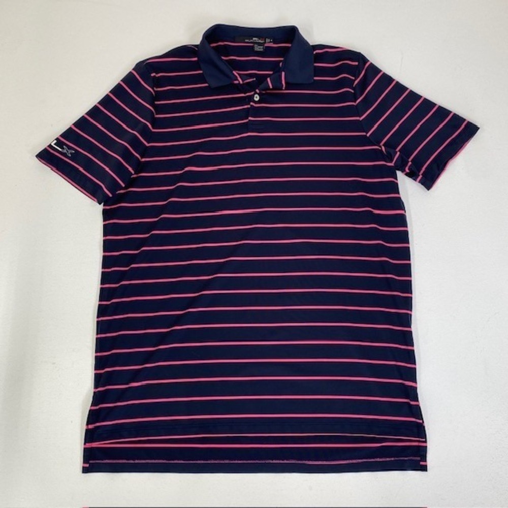 RLX Ralph Lauren Golf Polo Shirt Striped Short Sleeve Athletic Fit Medium